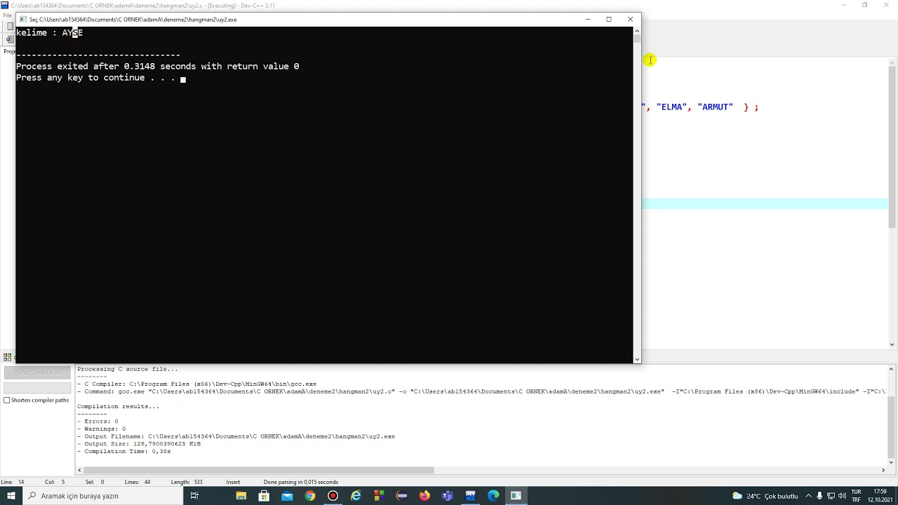 69- Hangman ( Adam asmaca ) oyun  uygulaması