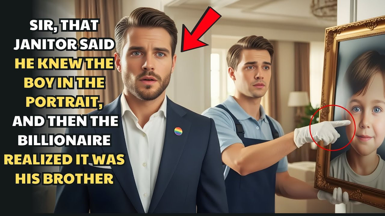 SIR, THAT JANITOR SAID HE KNEW THE BOY IN THE PORTRAIT — AND THEN THE BILLIONAIRE REALIZED IT WAS