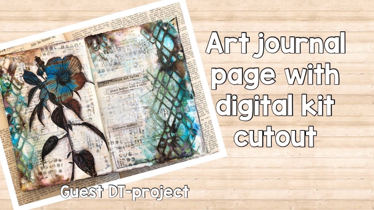 Art journal page with digital kit cutouts - Guest DT project
