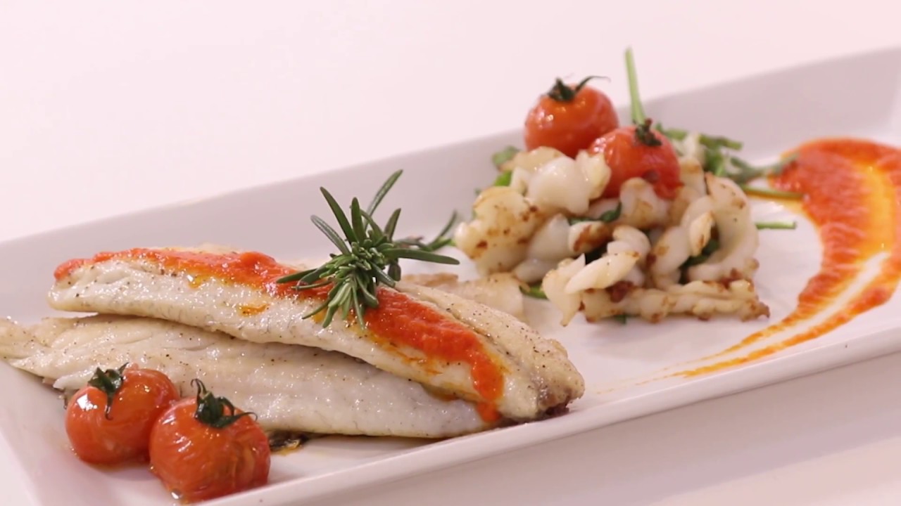 The Best Sea Bass with Roasted Red Pepper Sauce