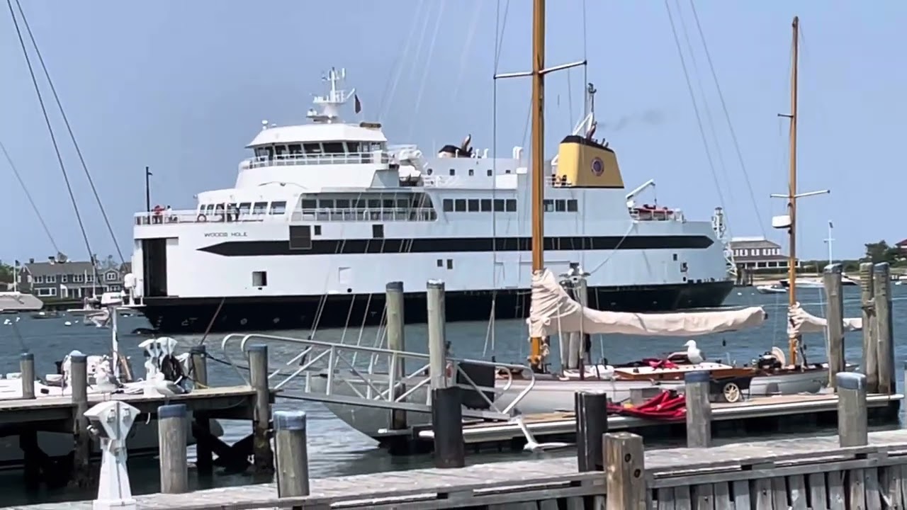 Woods Hole car ferry arrives into Nantucket