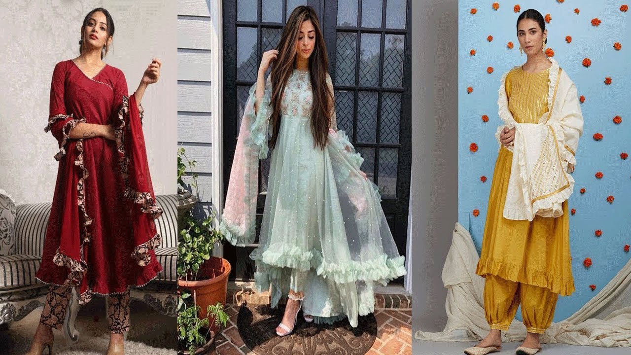 Latest Suits With Ruffles Dupatta Designs||Ruffles Dupatta Designs For Suits||Frill Dupatta Ideas