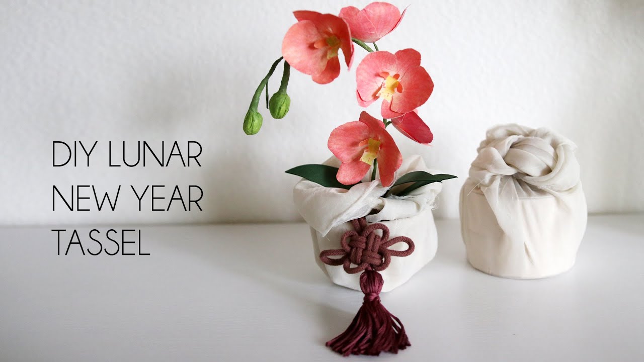 DIY Lunar New Year Tassel Lucky Charm (Korean Norigae 노리개, Bojagi, Paper Orchid, Crafts, Handmade)