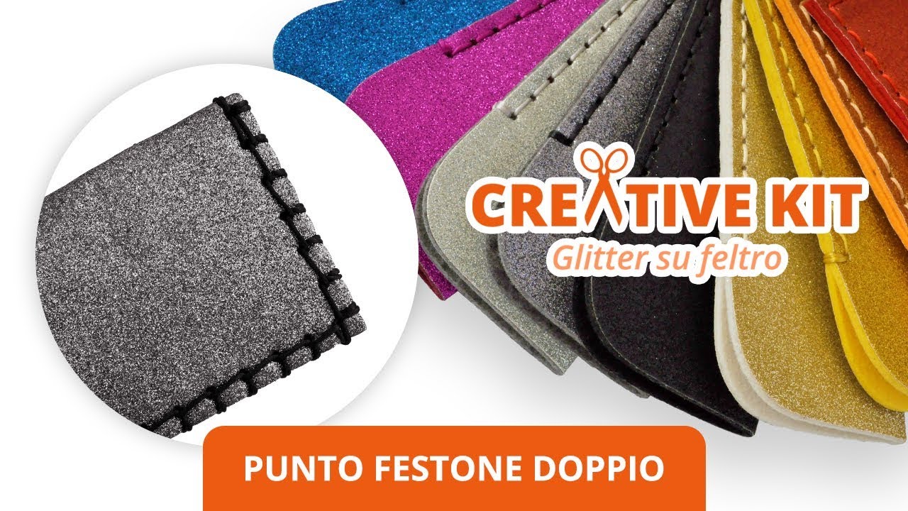 Creative kit - Busta occhiali glitter e feltro - Tutorial (Punto festone doppio)