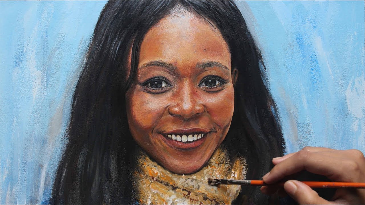 How to paint brown skin | Acrylic portrait painting | 2019