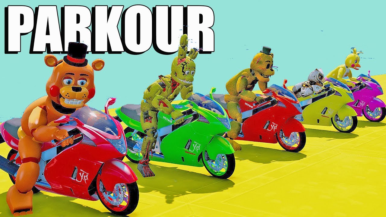 ANIMATRONICS NO DESAFIO PARKOUR COM SUPER MOTOS? | GTA V Five Nights at Freddy's