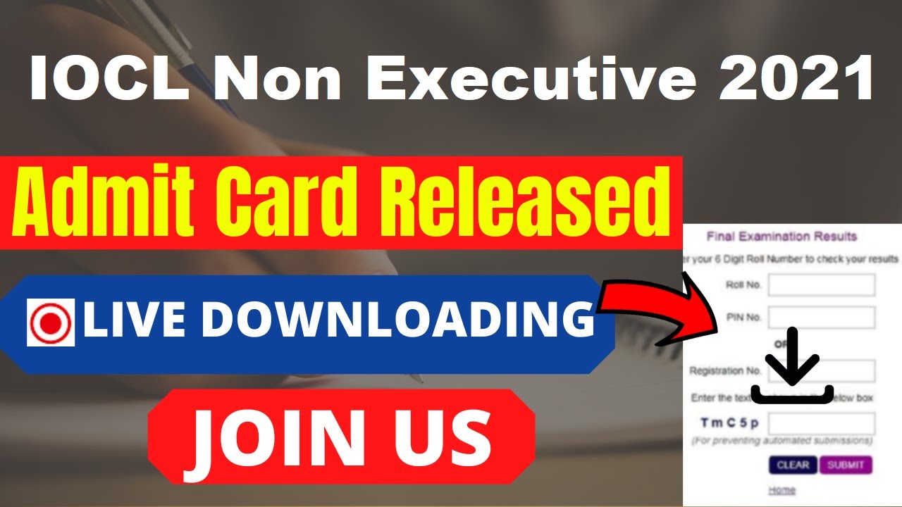 IOCL Non Executive 2021 Admit Card (Released) &ndash; Download Call Letter Here