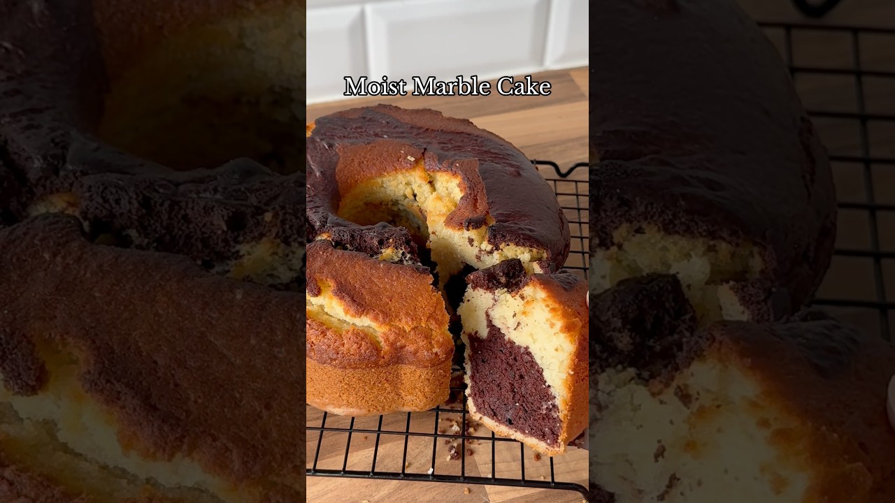 Easy Moist Marble Cake 🧸🤎 Serve with a cup of Coffee☕️#marblecake #marblecakerecipe #breakfastcake