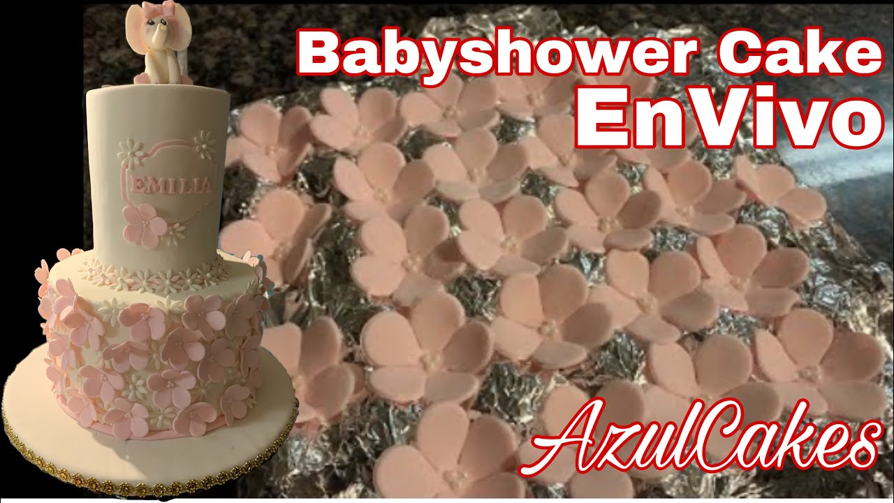 Decorando Fondant Baby Shower cake 🔴efecto 3d flores
