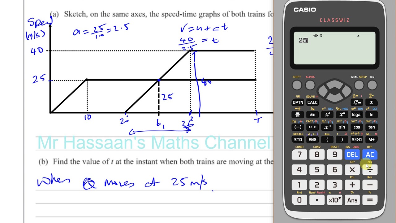 EDEXCEL M1 IAL JUNE 2017 Q5 KInematics Speed Time Graphs