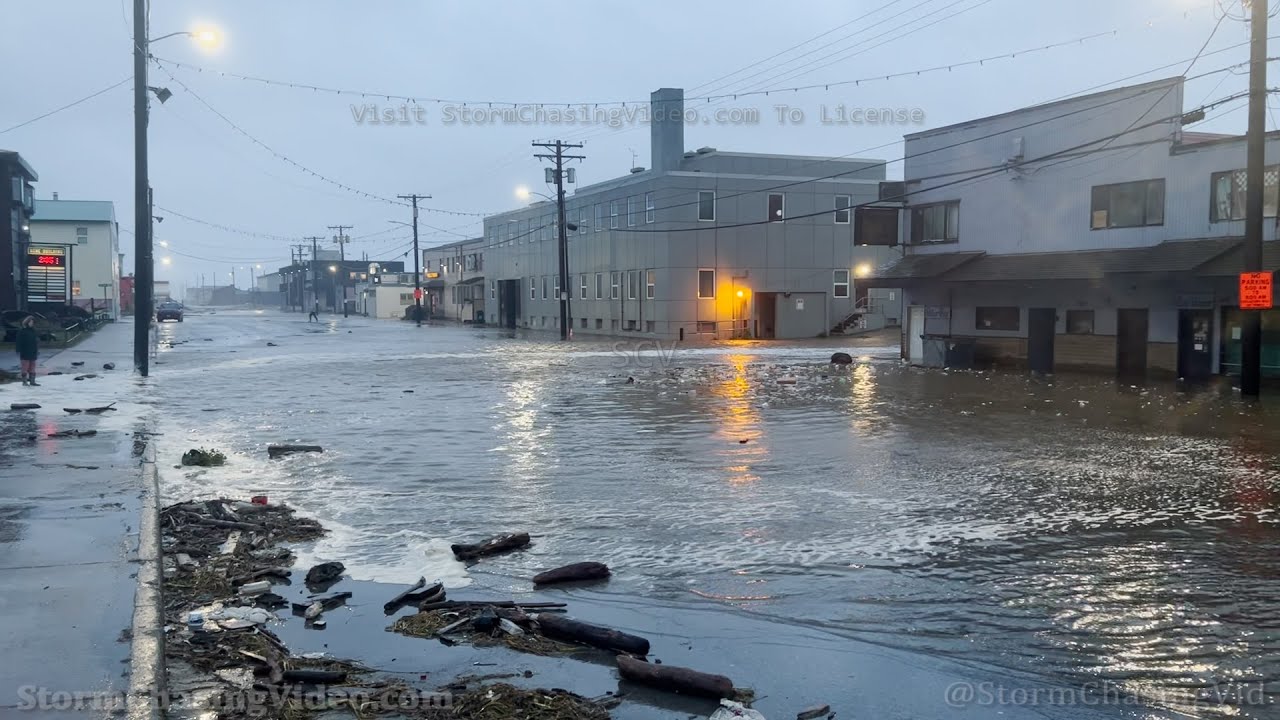 Huge Waves And Storm Surge from Cyclone Merbok Remnants - Nome, Alaska - 9/17/2022