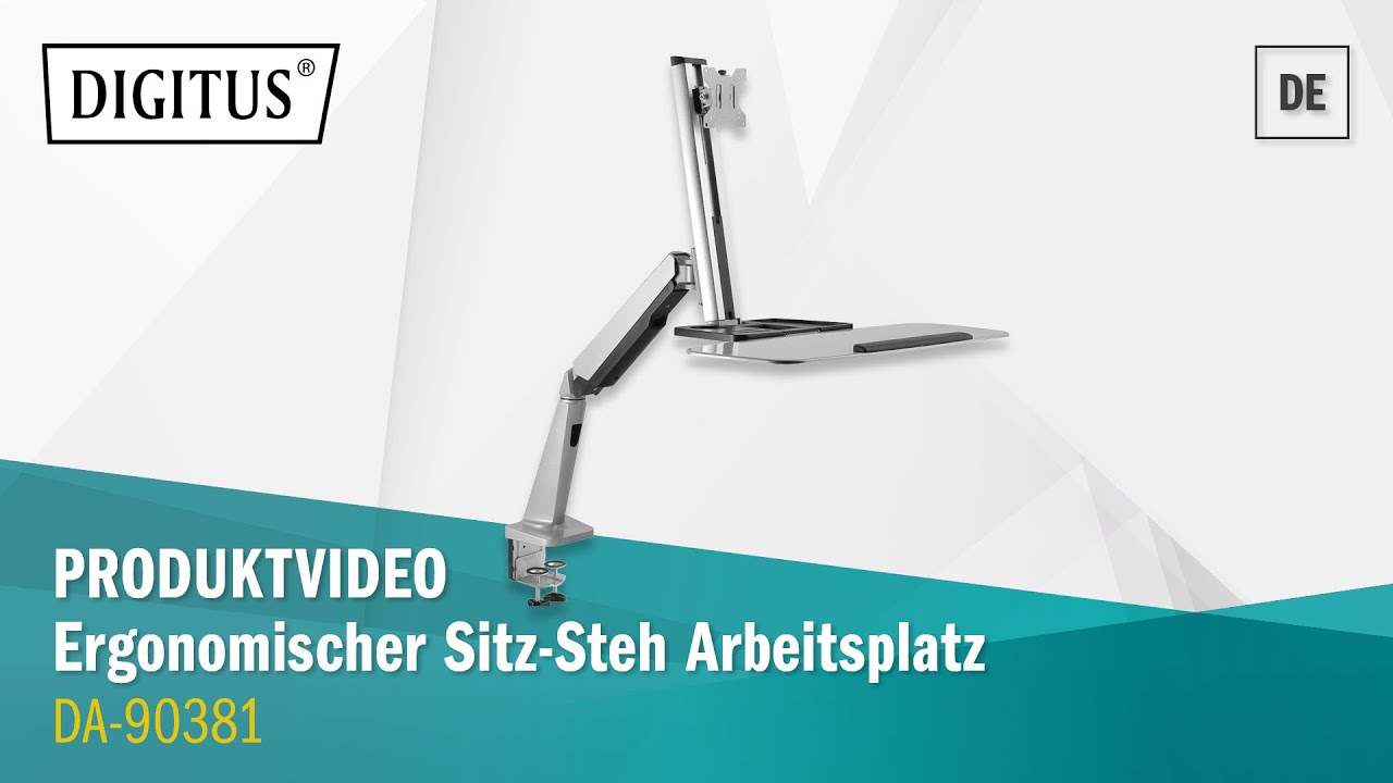 DIGITUS&reg; Ergonomischer Sitz-Steh Arbeitsplatz zur Tischmontage (DE)