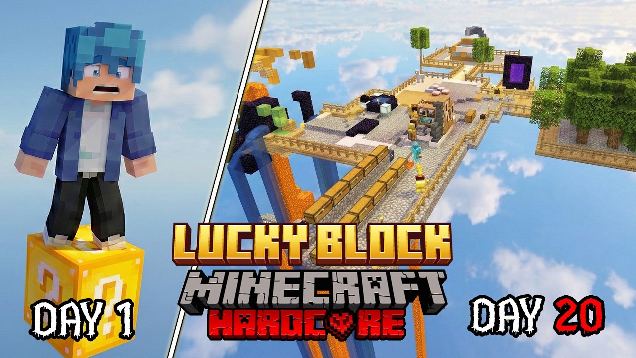 ผมเอาชีวิตรอด 20 วัน Hardcore Minecraft จากบล็อกมหาประลัยONE LUCKY BLOCK