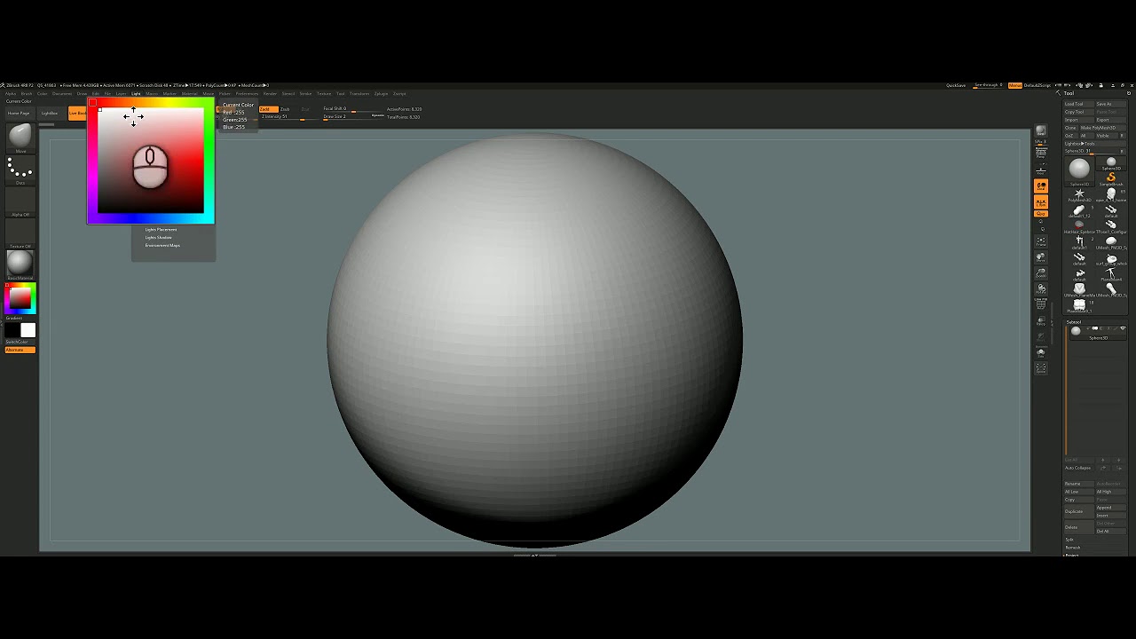 Quick look at lights in Zbrush