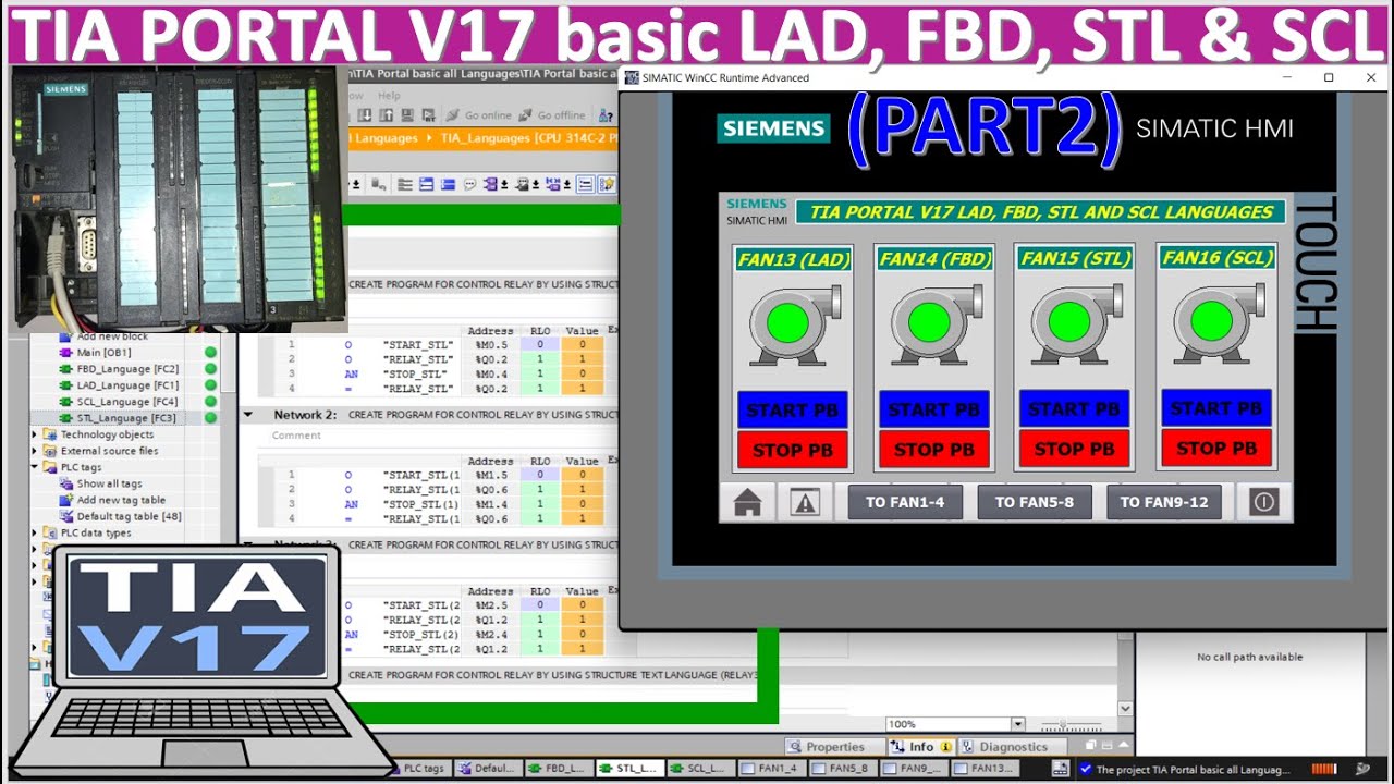 TIA Portal V17 mix programming Languages LAD, FBD, STL and SCL start from basic Part2