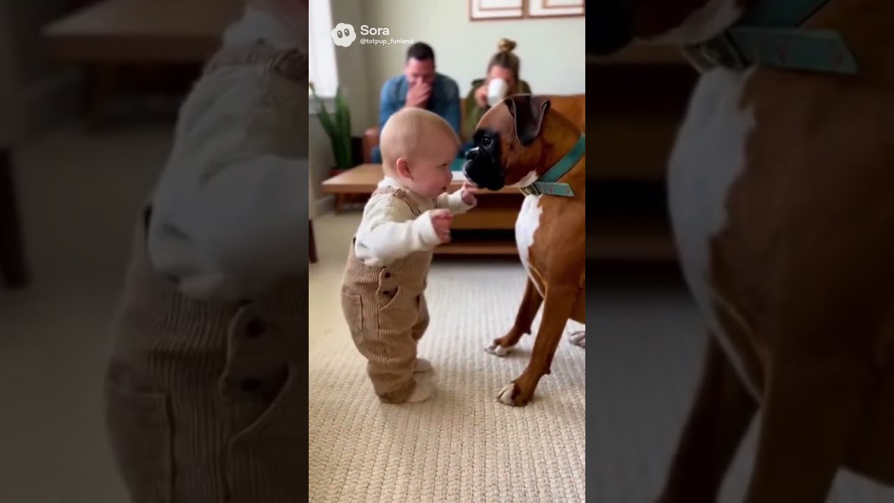 Baby Boy Tries to Fight the Boxer Dog | Hilarious Dog vs. Toddler Confrontation