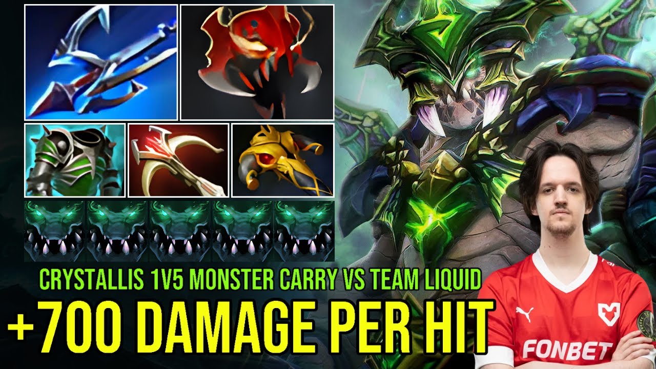 +700 Damage Per Hit Underlord! Crystallis 1v5 Monster Carry Destroy Team Liquid! | Dota 2