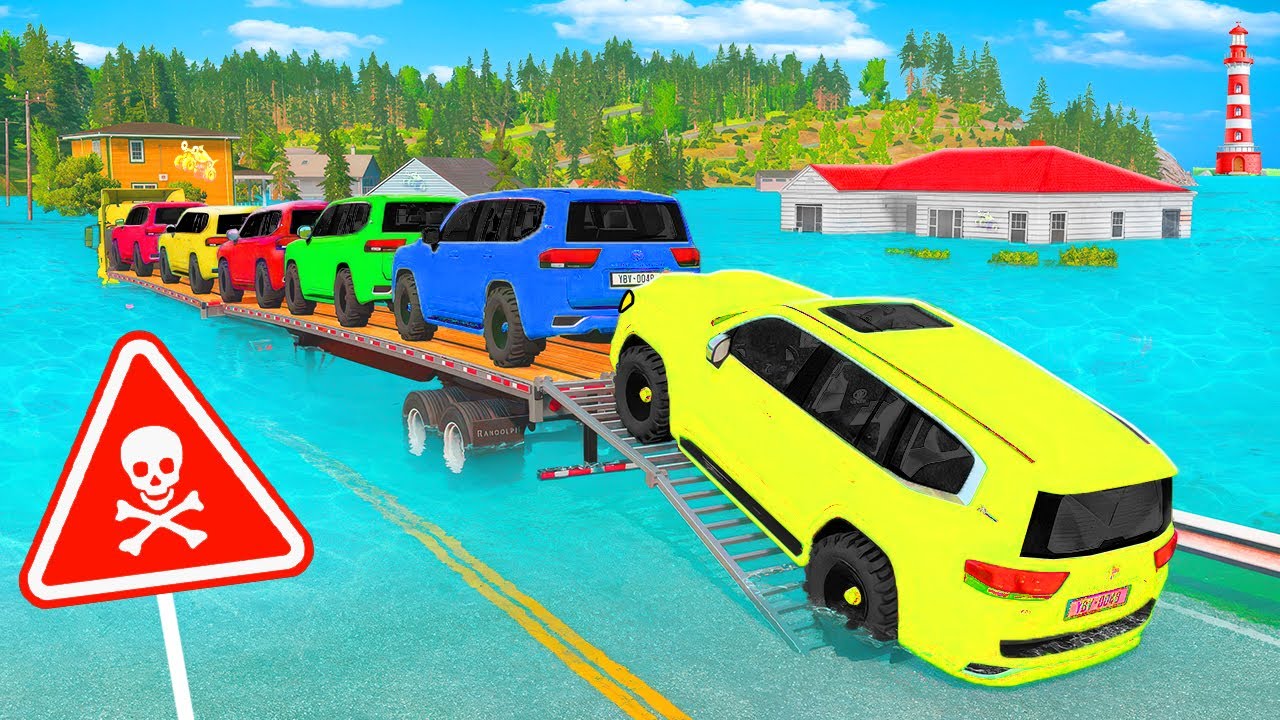 Convoy of Colorful Trucks vs Speed Bumps – Funny Chaos Crash Test – BeamNG Ep.12 🧯