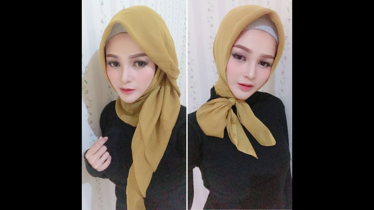 Hijab segi empat simpel trend 2018 part 2