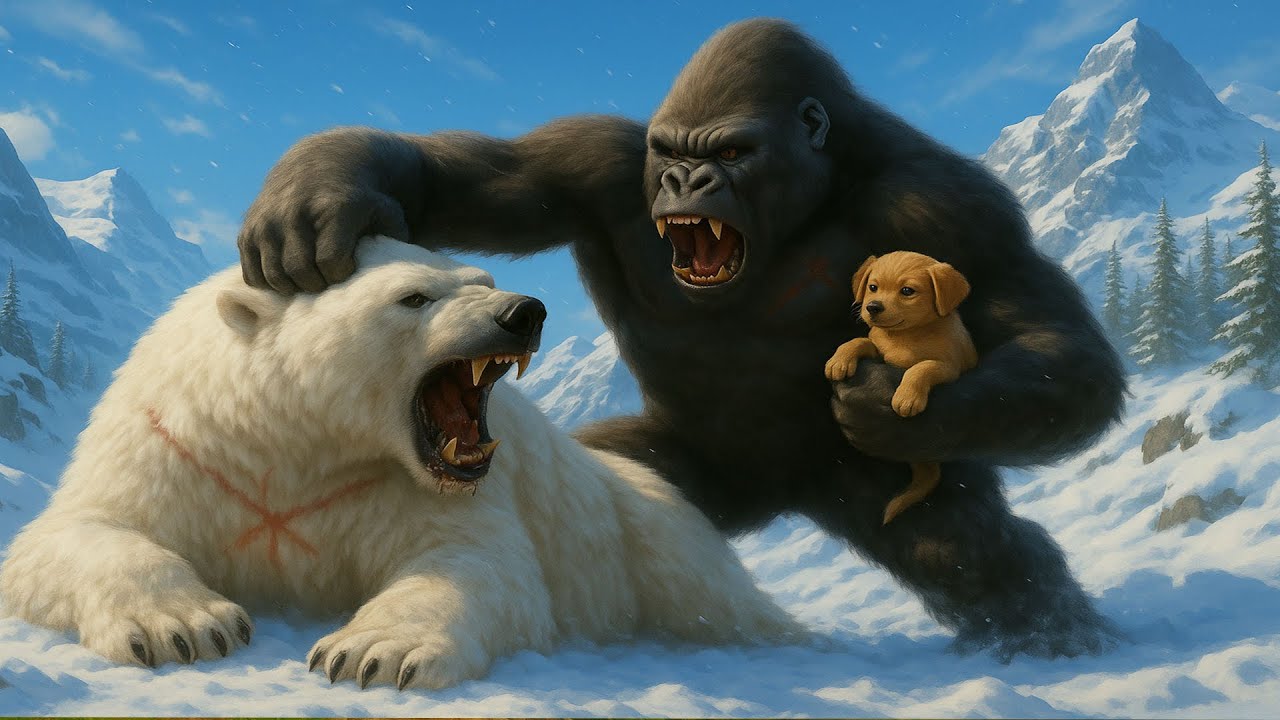 King Kong vs Polar Beast &ndash; The Frozen Rescue🦍🐻&zwj;❄️🐶| Kong movie | Bigfoot movie