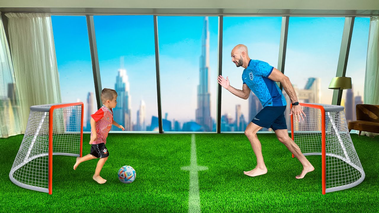 WE MADE A FOOTBALL PITCH IN OUR HOTEL ROOM!