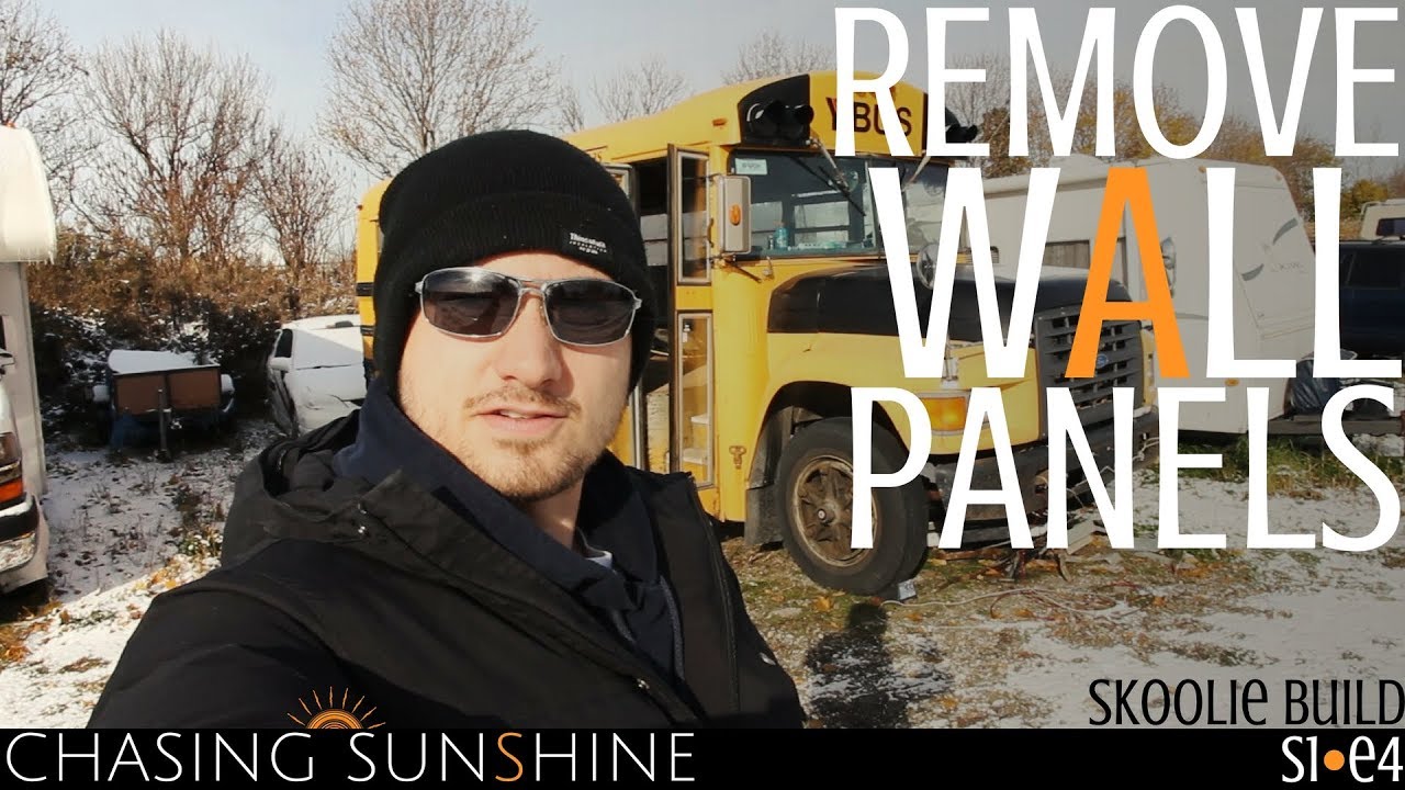 Removing Bus Wall Panels & Grinding Rust | Ep 4 | Skoolie Canada