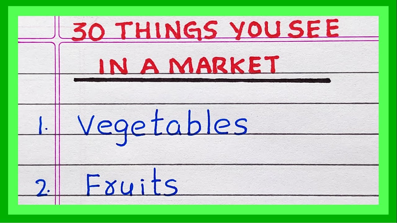 Things you see in a Market | 30 Things you see in a market in English