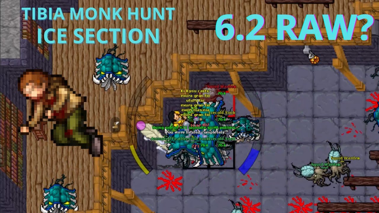 Tibia MONK Hunt ICE SECTION - LIVRARIA DE GELO modo IMPOSS&Iacute;VEL LVL 850+ 6.2kk raw/h - COM MORTE