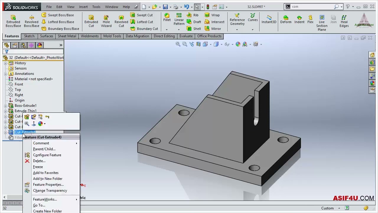 Suppress and unsuppress feature from solidworks2014