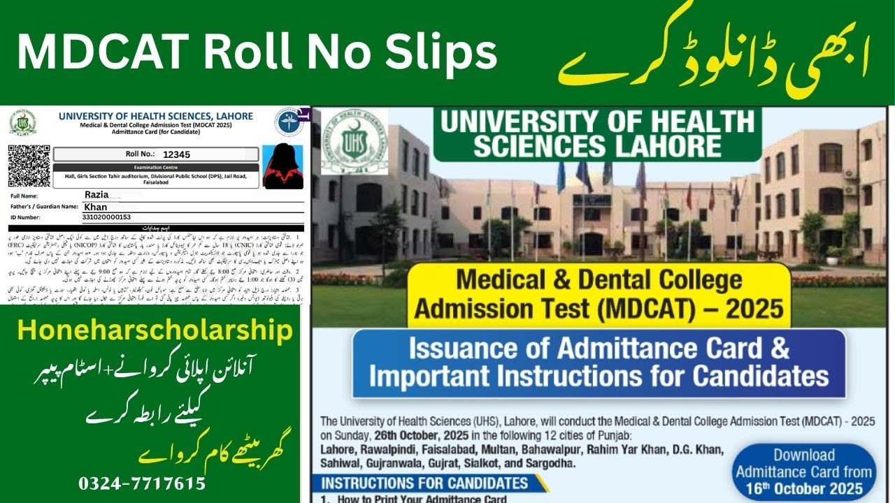 MDCAT Roll Num Slips Download 2025