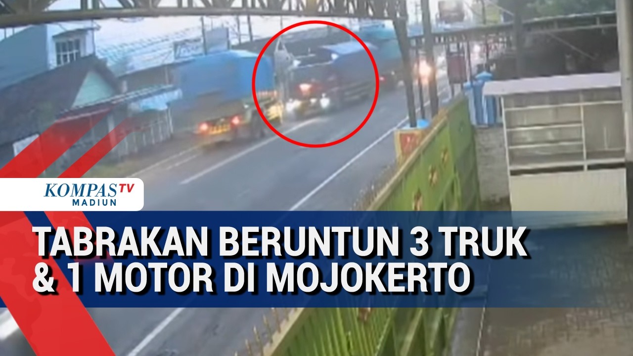 Kecelakaan Beruntun Libatkan 3 Truk dan Motor di Mojokerto, 4 Orang Terluka