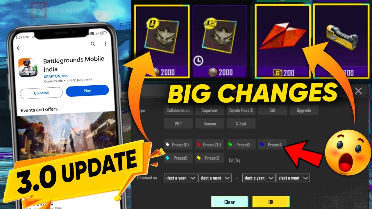 BGMI 3.0 Update 2024 Major Changes And New Features | AG To Mini Material Removed