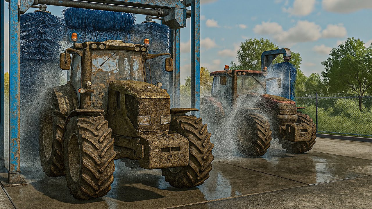 Грязные тракторы вымываются в автоматической стиральной машине | Farming Simulator 25