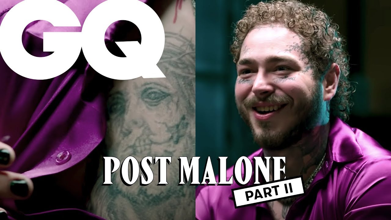 Post Malone relève le secrets de ses tatouages Part 2 : Lil Peep, Playboy... | GQ