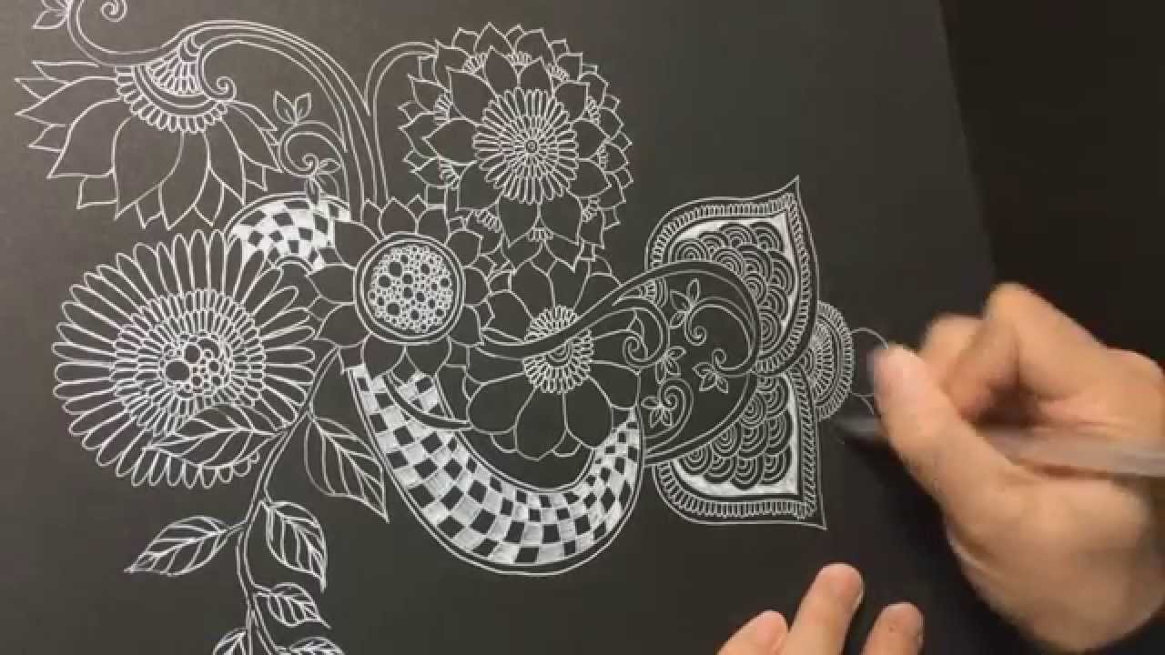 High Speed Flower Zentangle ~white ink ver.~