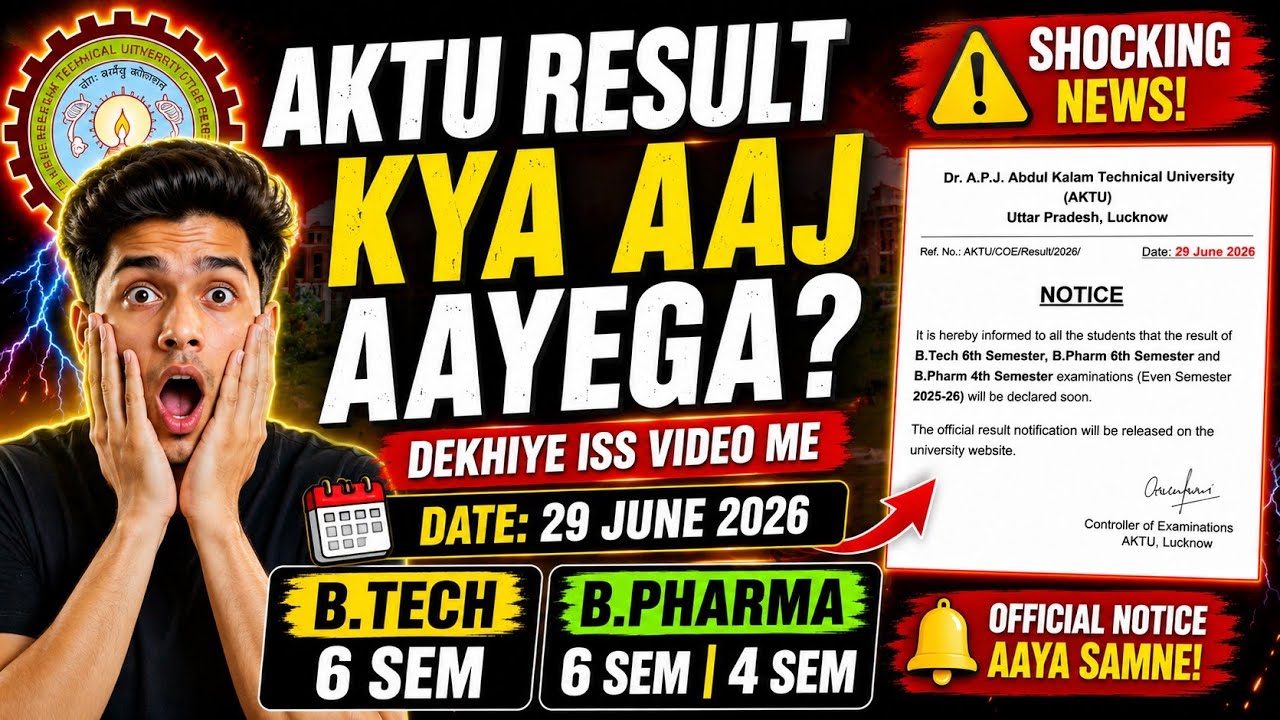 Aktu btech, bpharma 6 sem result / aktu btech bpharma 4 sem result out / aktu cop result / aktu news