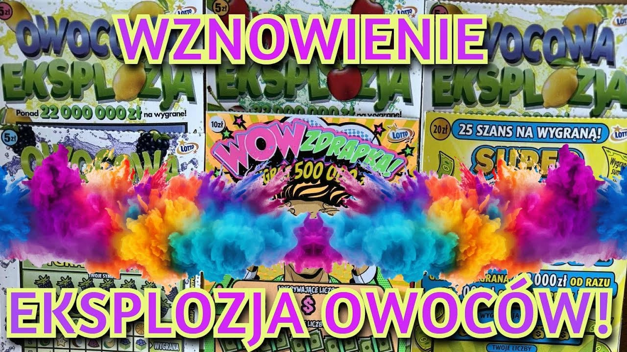 Premiera / wznowienie zdrapki OWOCOWA EKSPLOZJA 🍑🍒🍇🍉🍋 jest wygrana! 🤩 🍌🍓🥑🥥 #zdrapki #lotto #scratch
