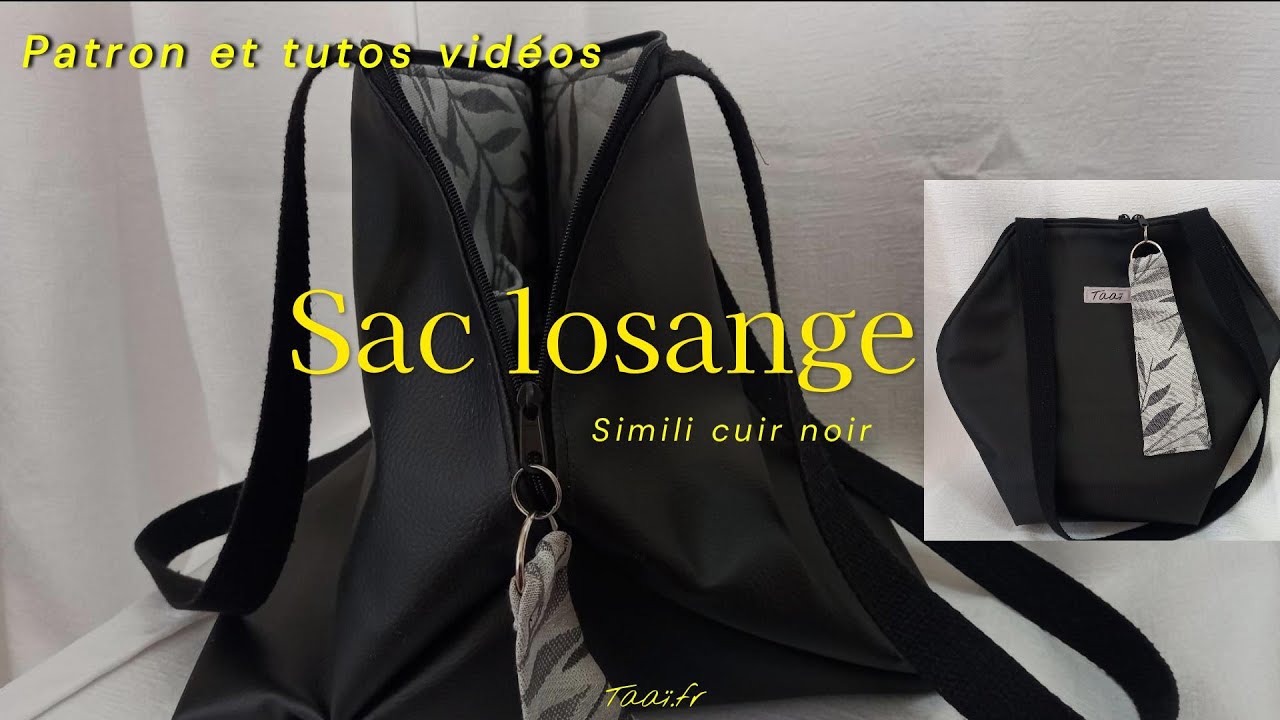 DIY le sac losange en simili cuir noir
