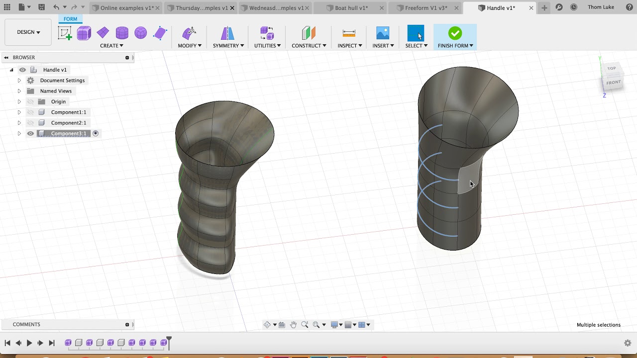 Fusion 360 - Modifying freeform objects