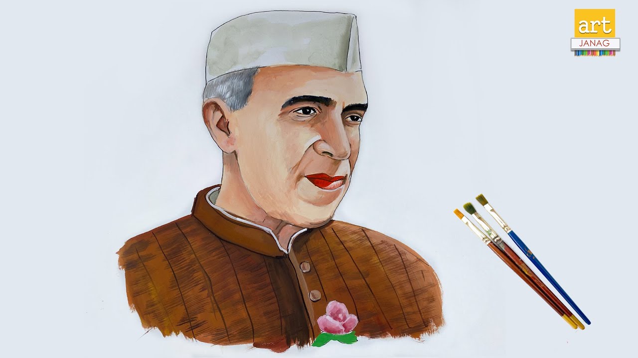 How to draw Nehru step by step easy || Easy Nehru Drawing || 