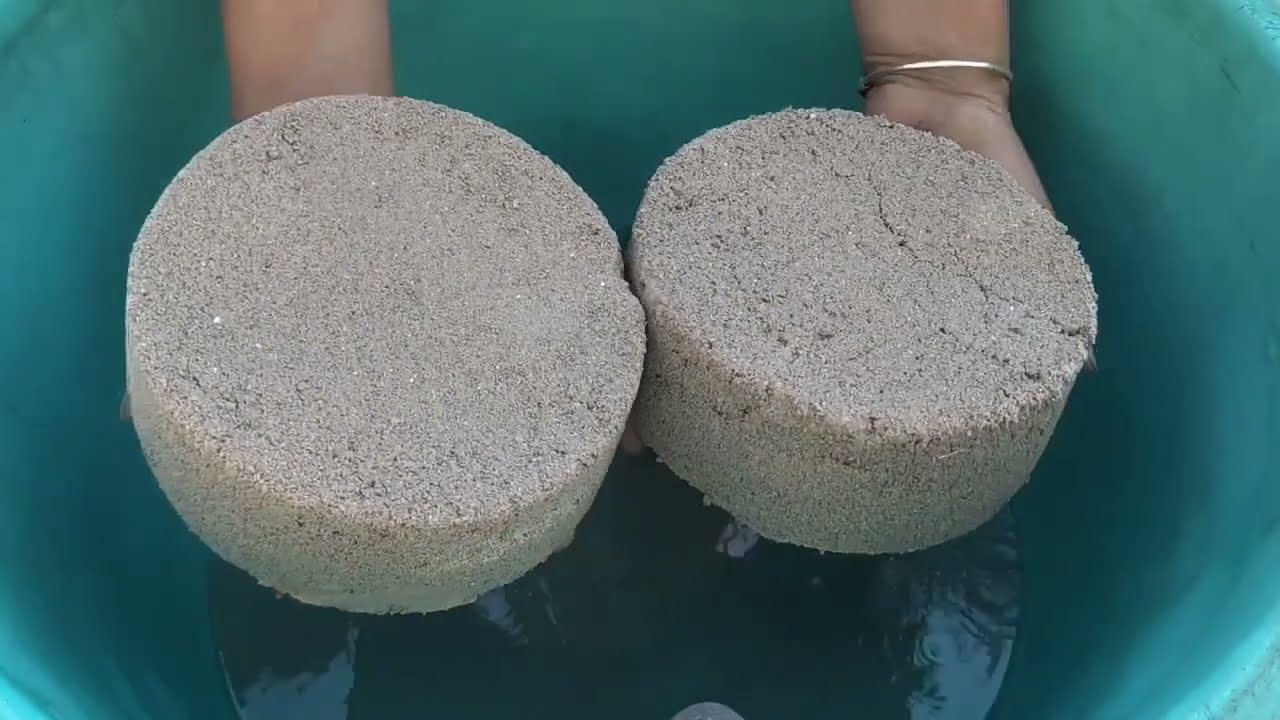 Gritty sand cement crumbling in water 💦 SA ASMR 