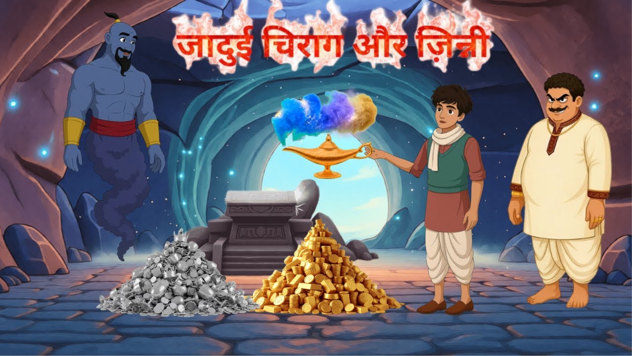 जादुई चिराग और जिन्न की कहानी | तीन इच्छाएँ और माँ की दुआ | #hindi  #moralstories  #cartoon #viral