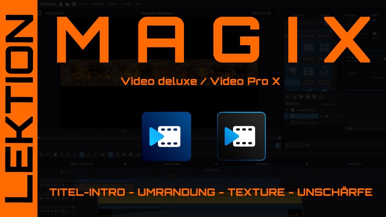 MAGIX Video - Feuriges Titel-Intro - Text mit Umrandung, Feuer, Magic-Blende & Unschärfe