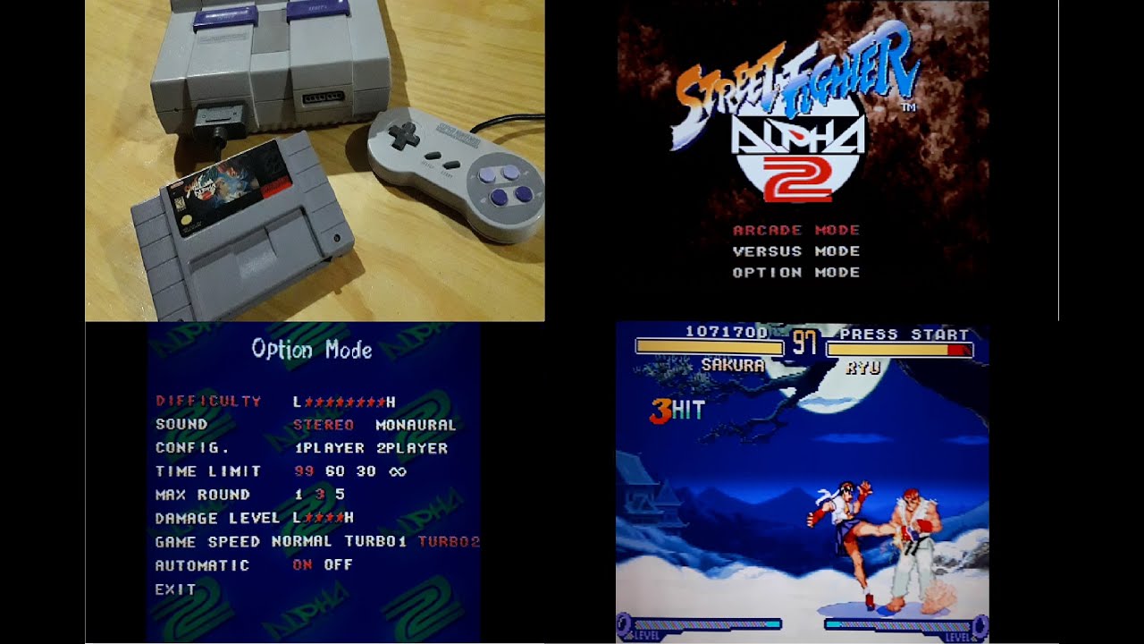 Street Fighter Alpha 2 en SUPER NINTENDO / SNES. Sakura, juego completo en máxima dificultad.