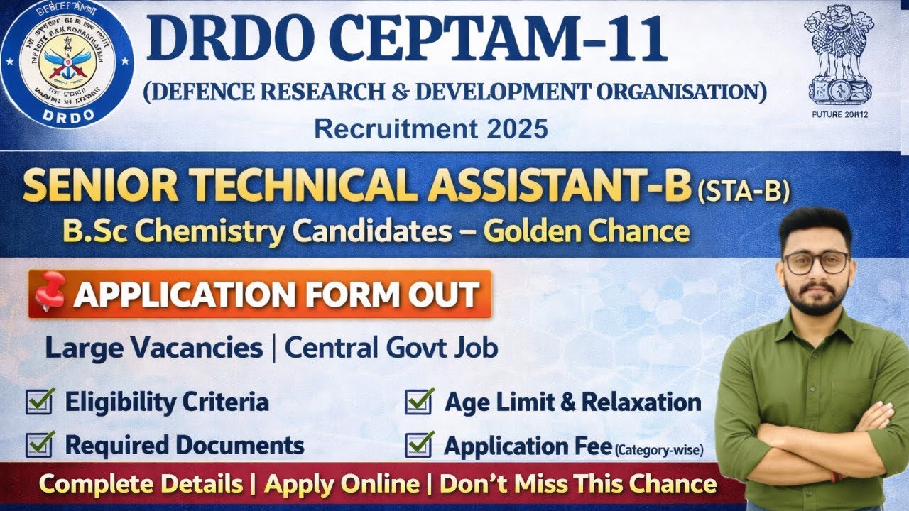 DRDO🔥 Recruitment 2025 | STA-B | Bsc Chemistry | Exam Pattern | Syllabus | Apply Online