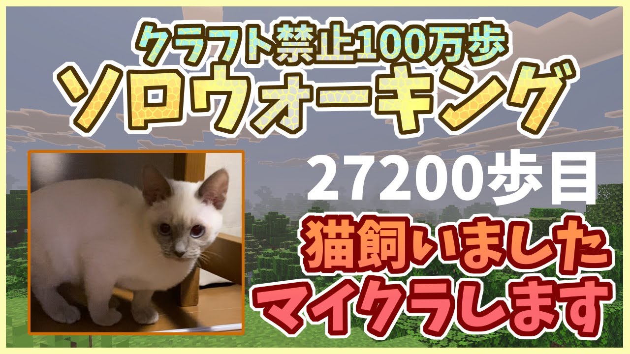 【マイクラ】ソロウォーキング27200歩目/猫飼いました/トンキニーズ