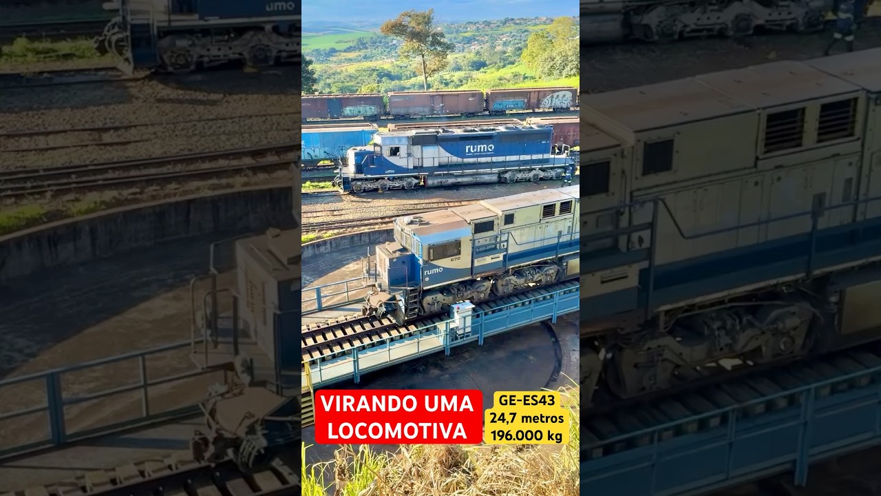 VEJA COMO SE FAZ A INVER&Ccedil;&Atilde;O DE DIRE&Ccedil;&Atilde;O DE UMA LOCOMOTIVA EM UM GIRADOR | GE-ES43BBi Apucarana-PR.