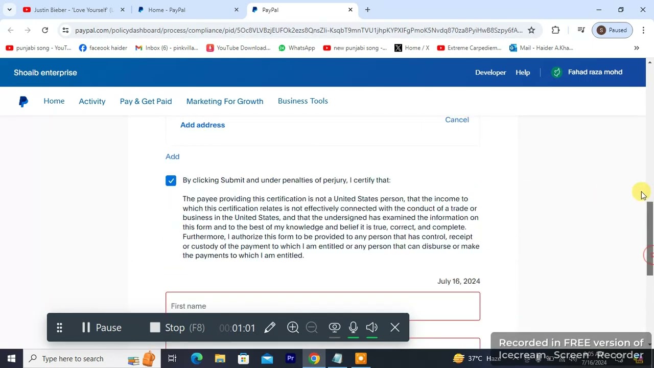 How to Fill PayPal Tax Payer Status Form (Non-Us Citizens) Kuwait & Pakistan