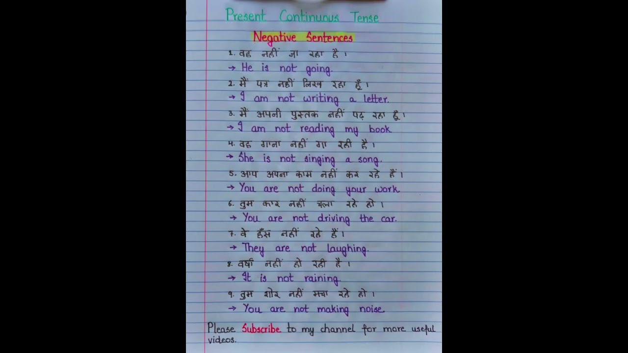 Negative Sentences-Present Continuous Tense #shorts#viral#trending#subscribe#shortvideo#english