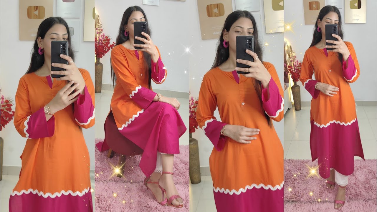insta viral kurti ✨ cutting & stitching/double shade kurti cutting and stitching #new #viral #dress